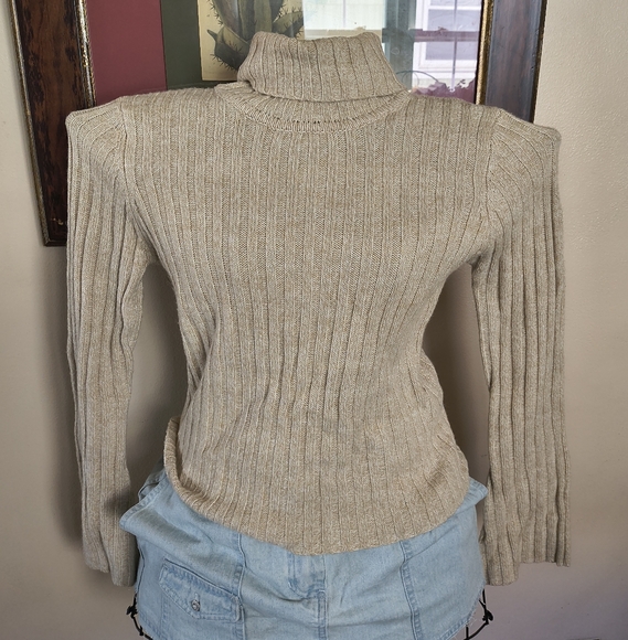 Vintage Y2K Beige cream bell sleeve turtleneck sweater - Picture 1 of 5